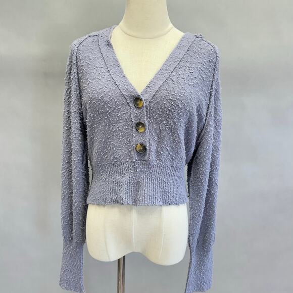 Free People Found My Friend Hoodie in Storm-lavender size Small Cropped Slouchy - Picture 6 of 15